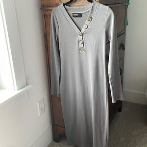 Renee C Gray Ribbed Bodycon Dress